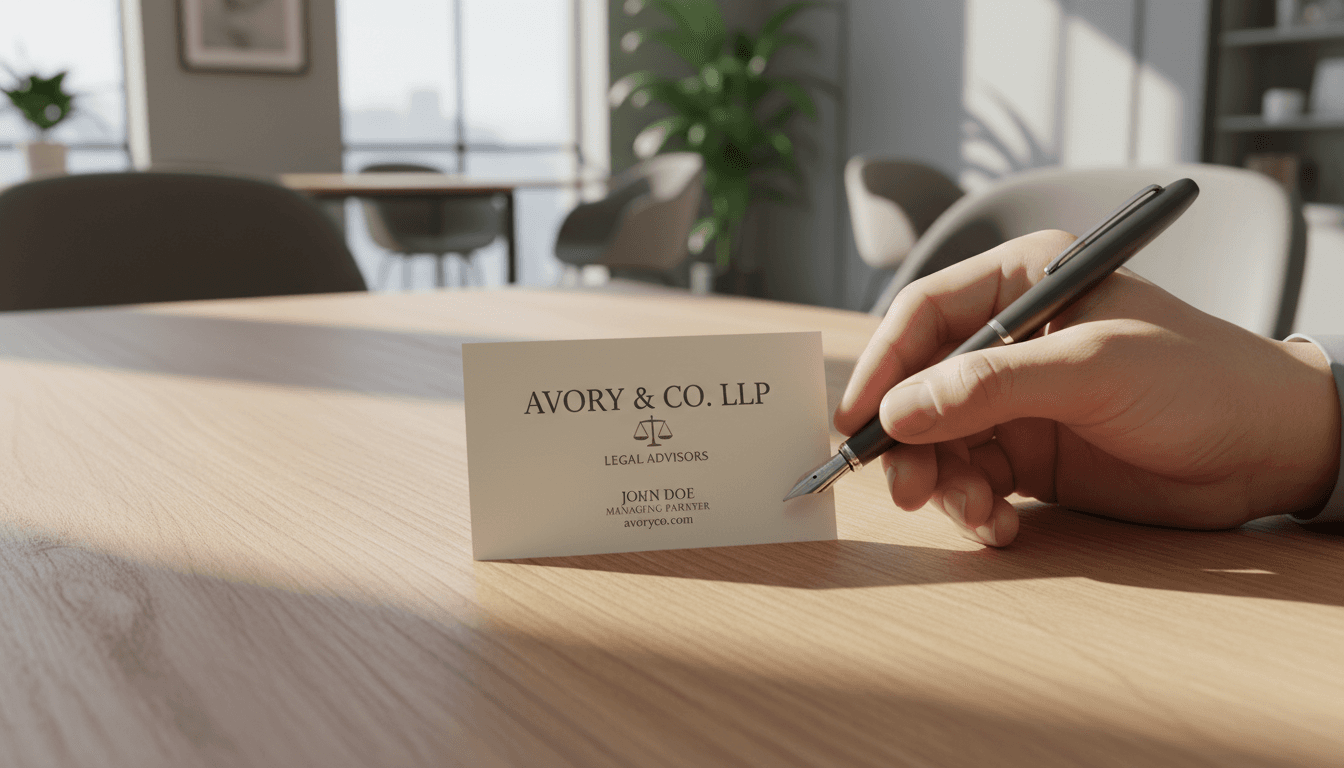 Professional business card and pen detail shot