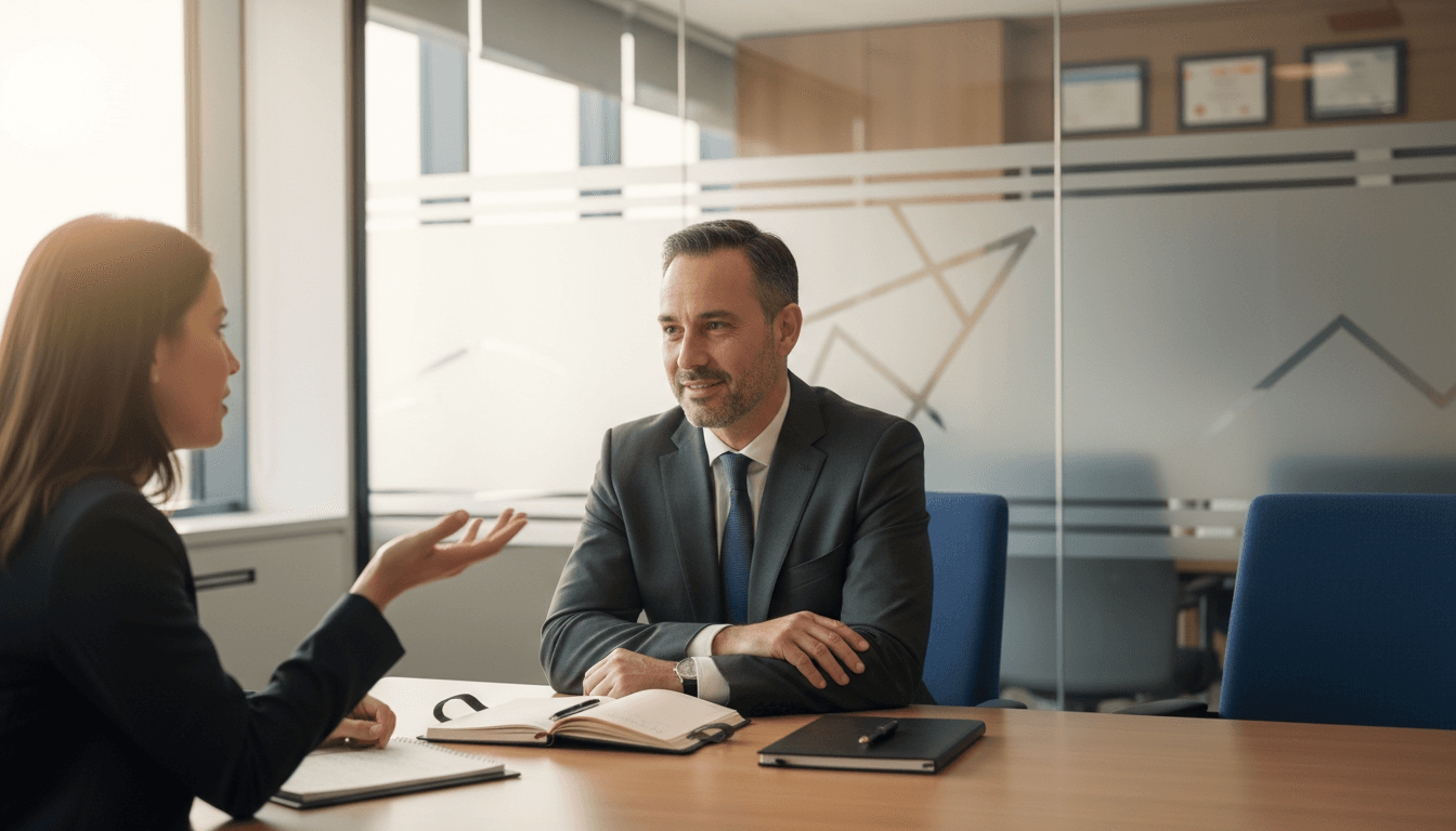 Advocate engaged in client consultation showing attentive listening