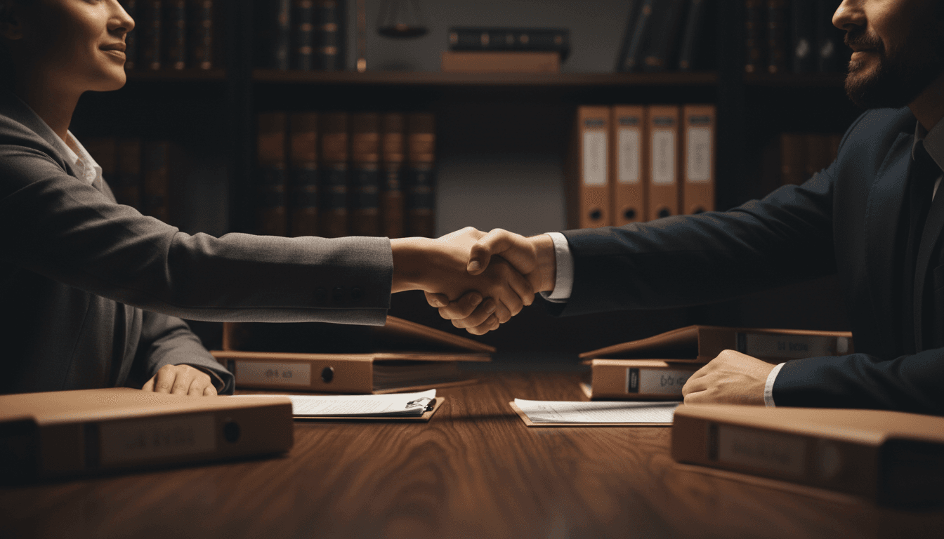 Client and advocate shaking hands